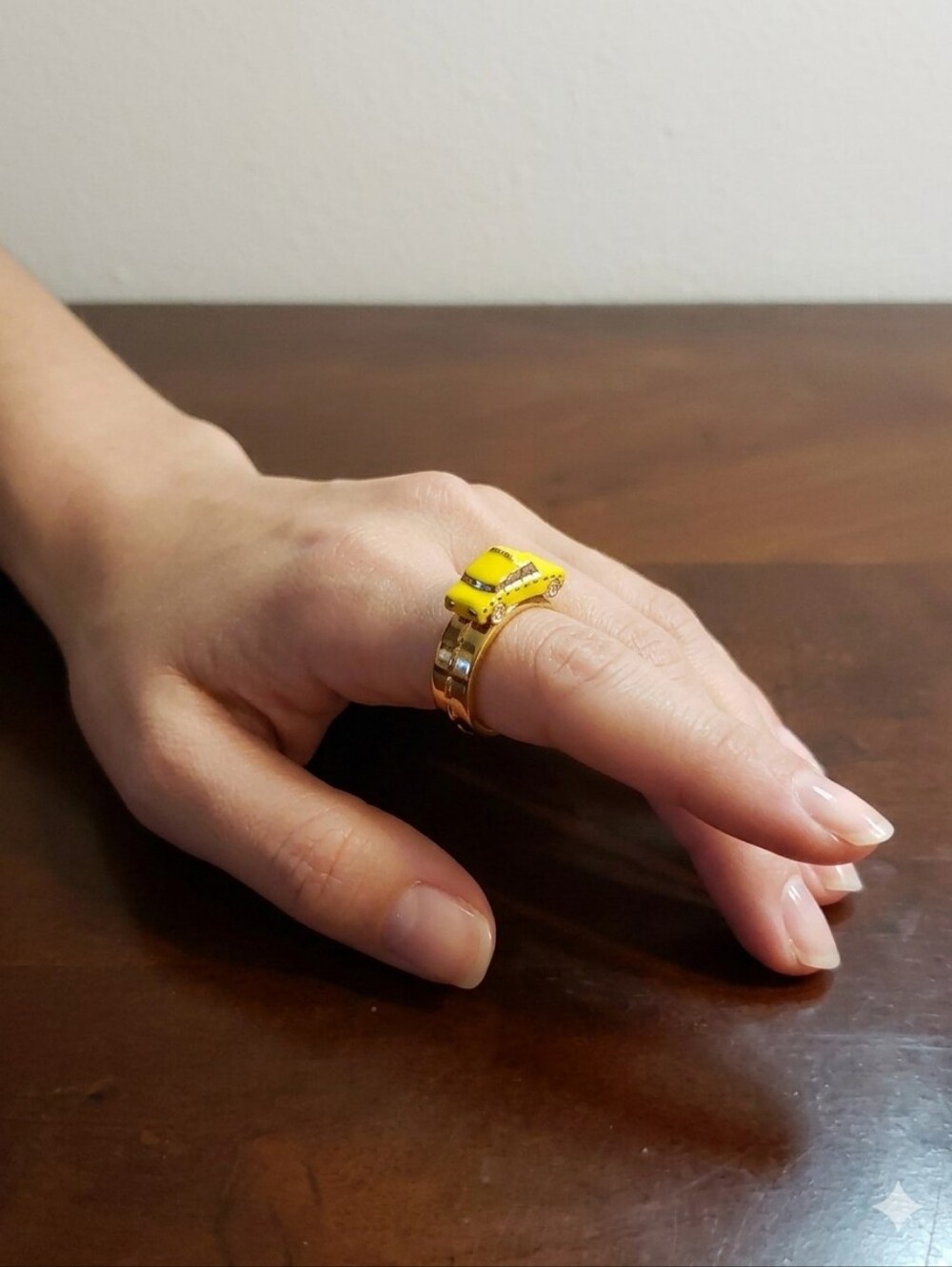 Yellow Enamel Car Ring Hit The City- Women's Fashion Ring